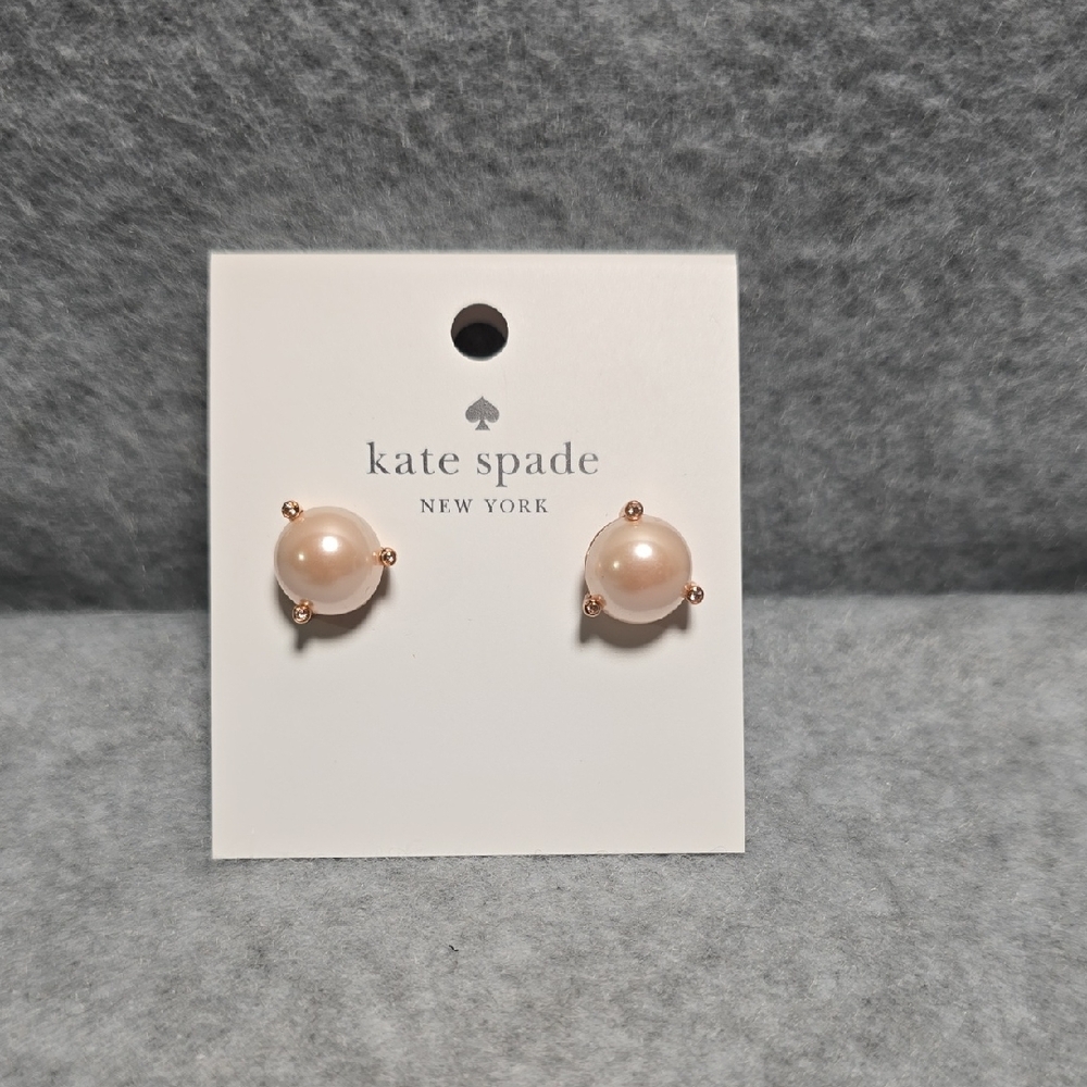 Kate Spade Rise and Shine Blush Pearl Earrings NWT - Picture 1 of 4